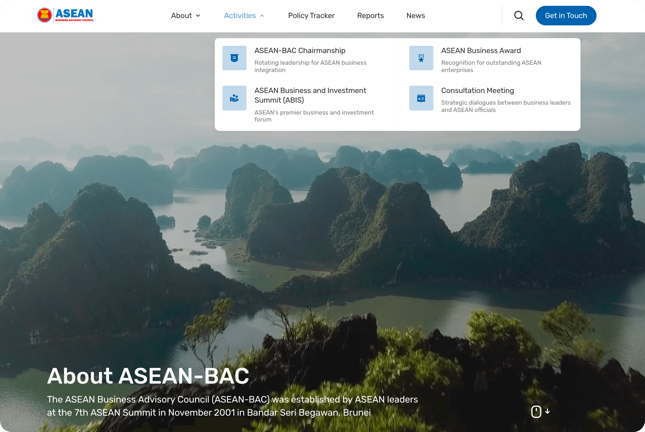 ASEAN-BAC activities navigation over a coastal landscape