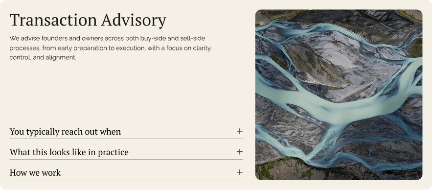 Transaction Advisory service overview and engagement details